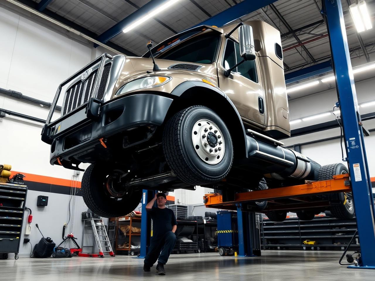Heavy duty truck on lift